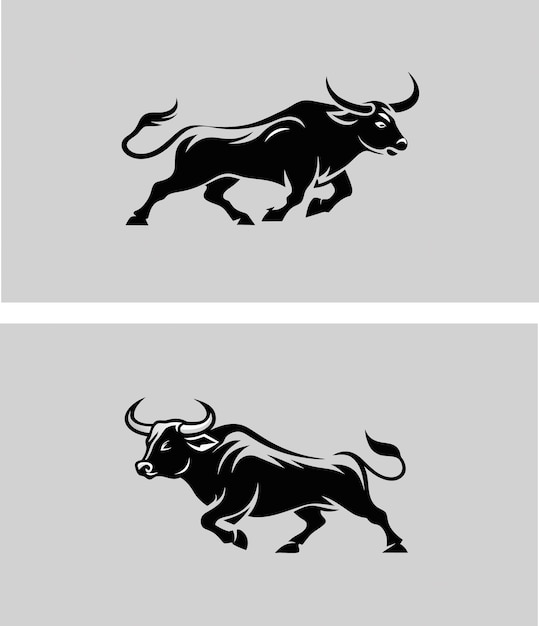 Set van het logo met het silhouet van een stier