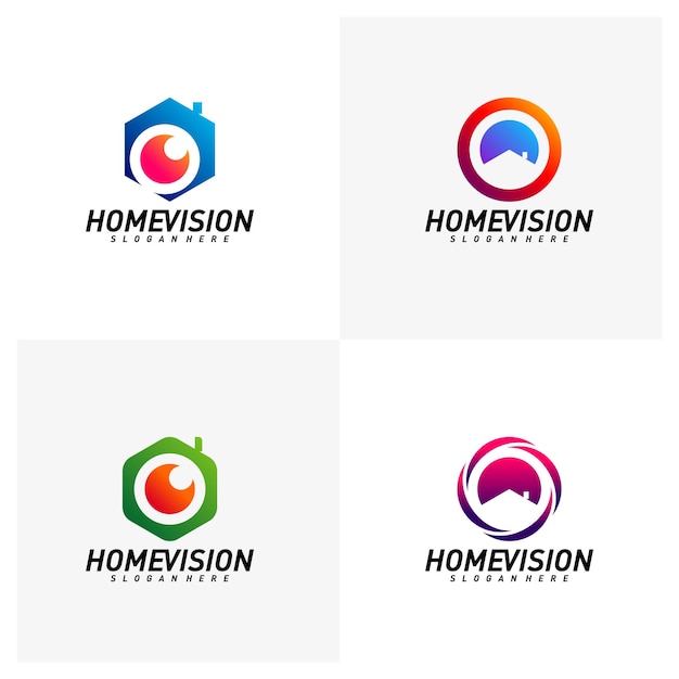 Set van home visie creatief ontwerp logo vector concept oog huis logo sjabloon pictogram symbool