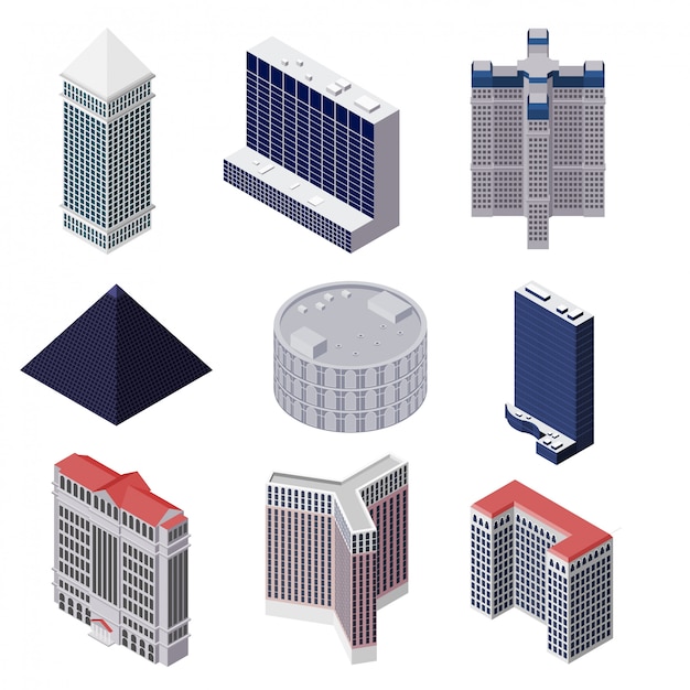 Vector set van hoogbouw huizen