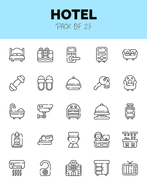 set van Hotel Lineal Cut iconen voor logo web Vector illustratie
