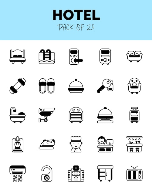 set van Hotel Lineal Fill Icons voor logo web Vector illustratie