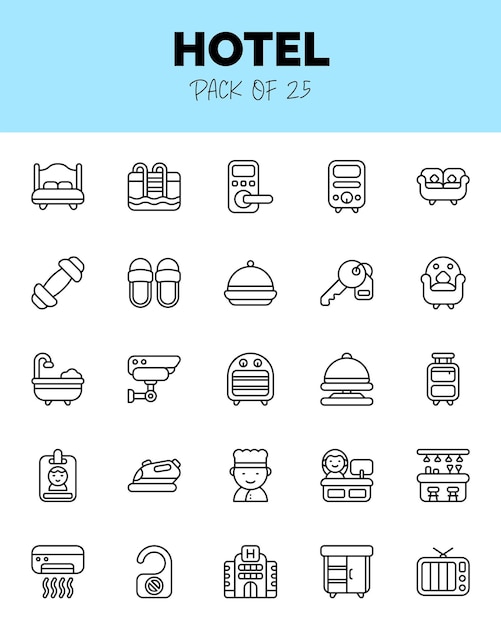 set van Hotel Lineal iconen voor logo web Vector illustratie