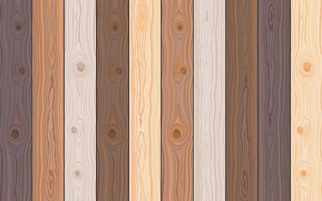 Set van houten gestreepte getextureerde achtergrond Vectorillustratie van kleurrijke natuurlijke promenade oppervlak houten muur planken of table