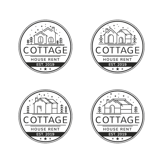 Vector set van huur huis cottage vintage logo