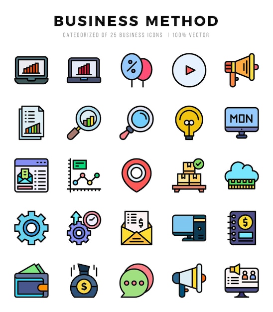 Set van iconen voor bedrijfsplanning Vectorillustratie