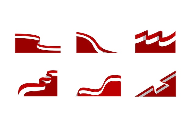 Vector set van indonesië vlag lint