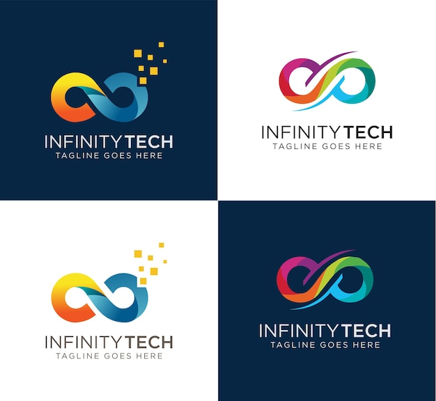 set van Infinity Logo met kleurverloop Design Vector Stock Limitless