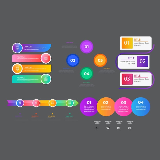 Set van infografische elementen data visualisatie vector ontwerp sjabloon Kan worden gebruikt voor stappen optie