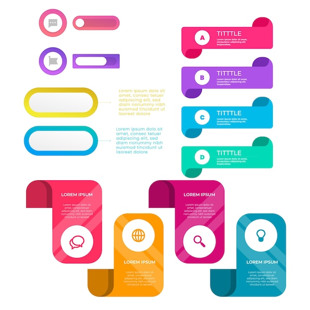 Set van infografische elementen data visualisatie vector ontwerp sjabloon Kan worden gebruikt voor stappen optie