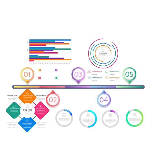 Set van infografische elementen data visualisatie vector ontwerp sjabloon Kan worden gebruikt voor stappen optie