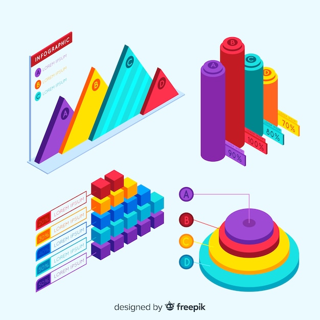 Vector set van infographic elementen met isometrische weergave