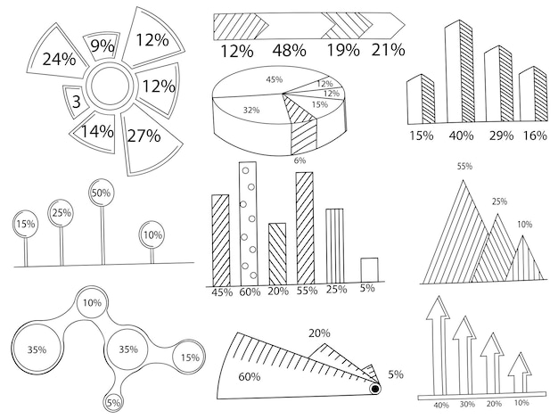 Set van infographics kleuren vector