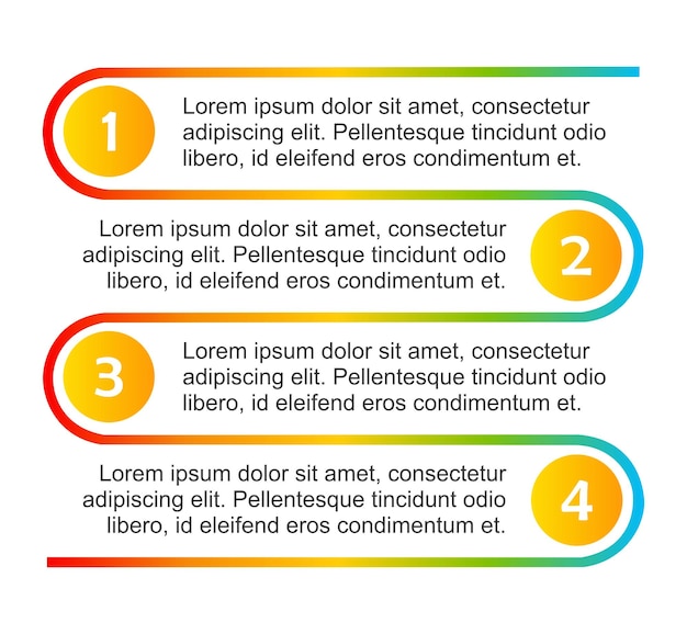 set van infographics lijst items kleurrijke gradiënt volgorde van stadia