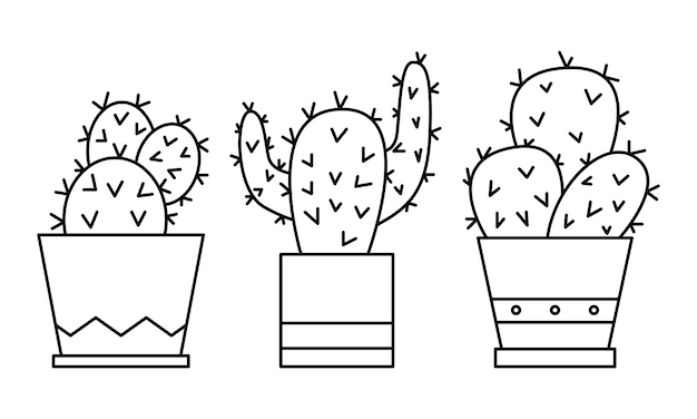 Set van ingemaakte schattige cactus plant overzicht collectie