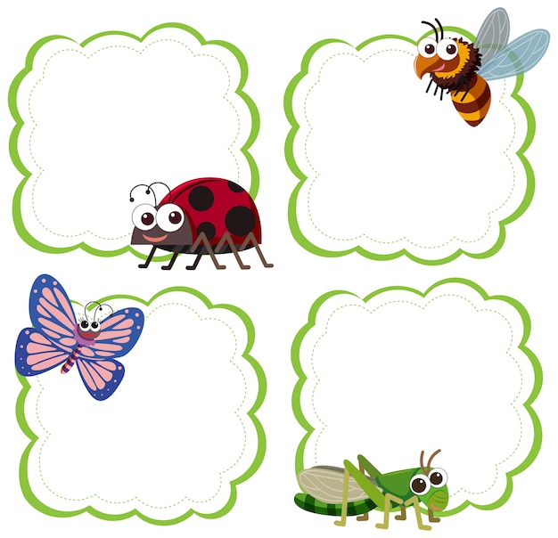 Set van insecten notitie frames