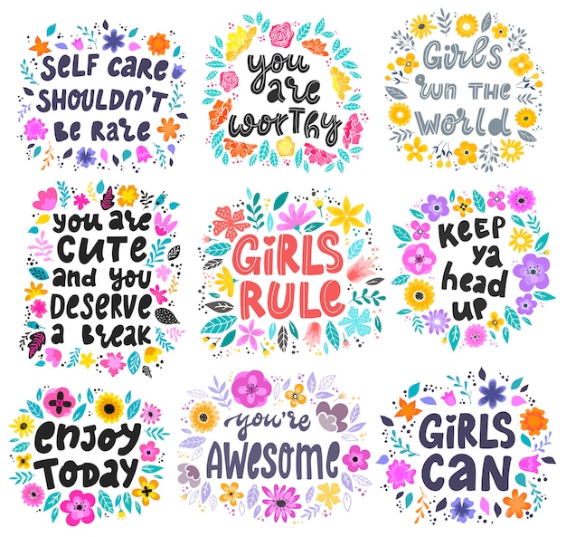 Set van inspirerende feministische citaten