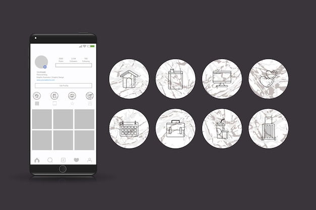 Vector set van instagram marmeren hoogtepunten