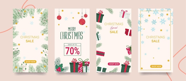 Set van instagram-verhalen voor kerstverkoop