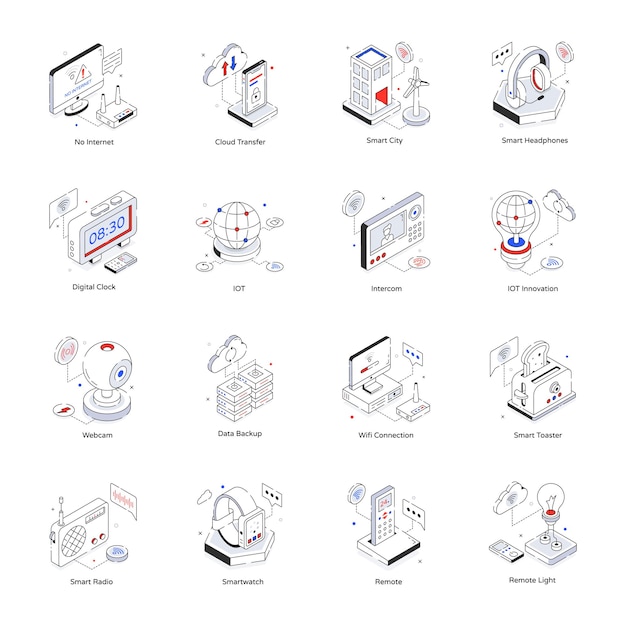 Set van internet isometrische iconen