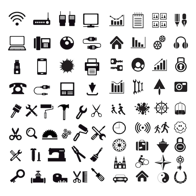 set van internet silhouet iconen