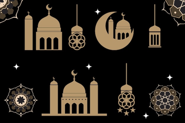 set van islamitische iconen vector beeld elegant