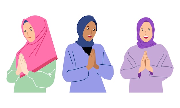 Set van islamitische vrouwen draagt hijab