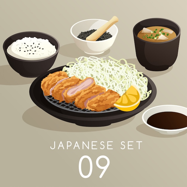 Set van japans eten illustratie