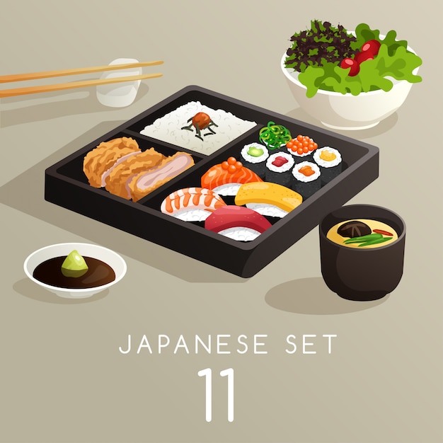 Set van japans eten illustratie