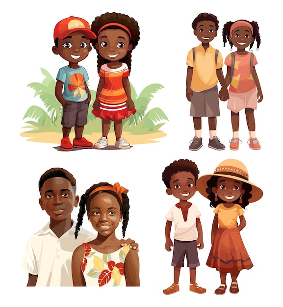 Vector set van jongen en meisje uit haïti vectorillustratie