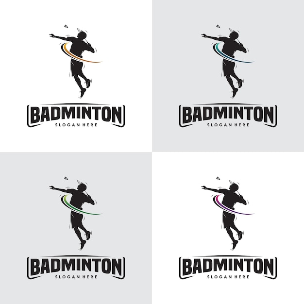 Set van jump smash badminton silhouet logo