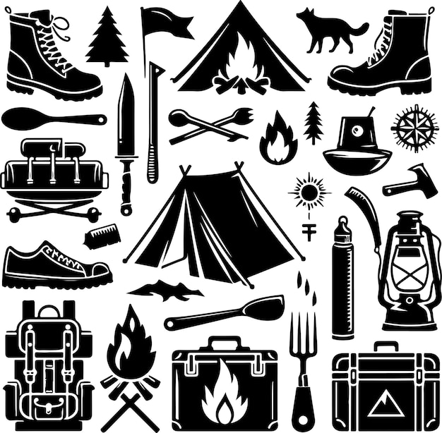 Set van kampeerelementen