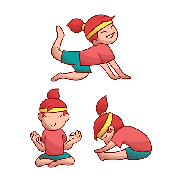 Vector set van karakter schattige yoga