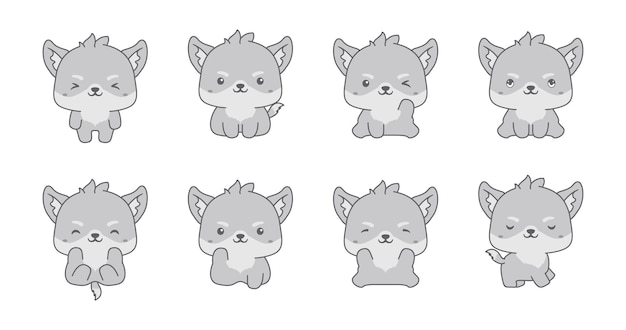 Vector set van kawaii kat illustratie collectie