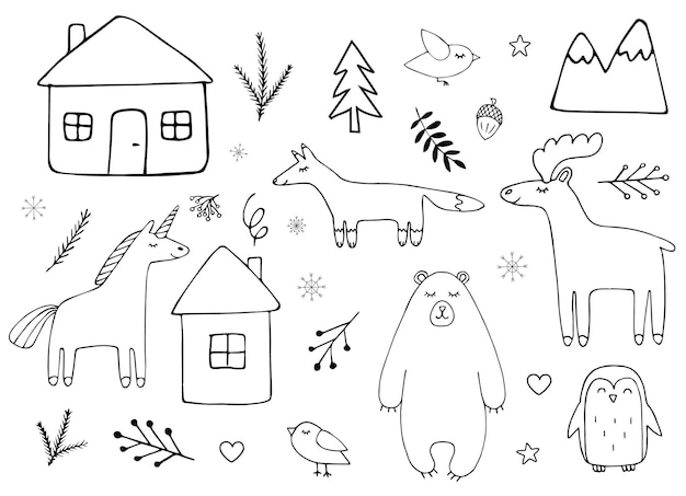 Set van kerst doodles