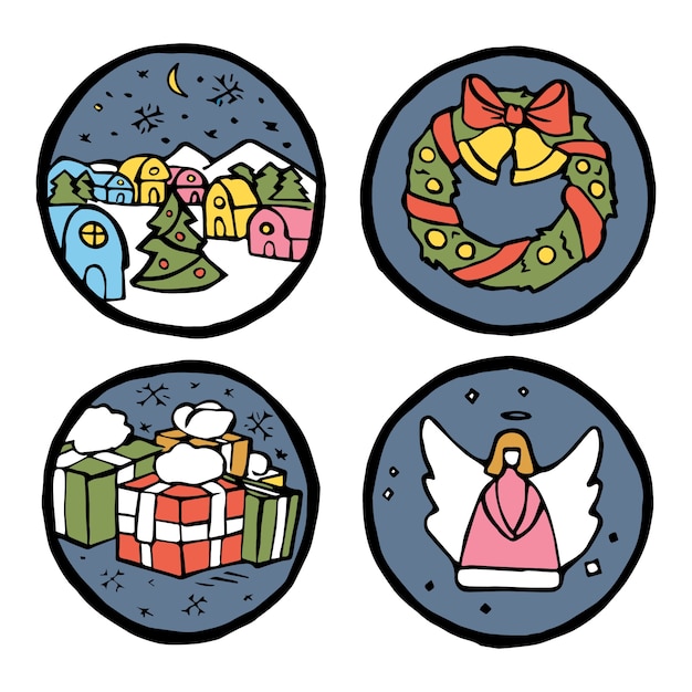 Set van kerst en nieuwjaars emblemen