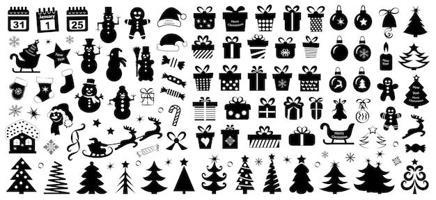 Vector set van kerst iconen vector illustratie