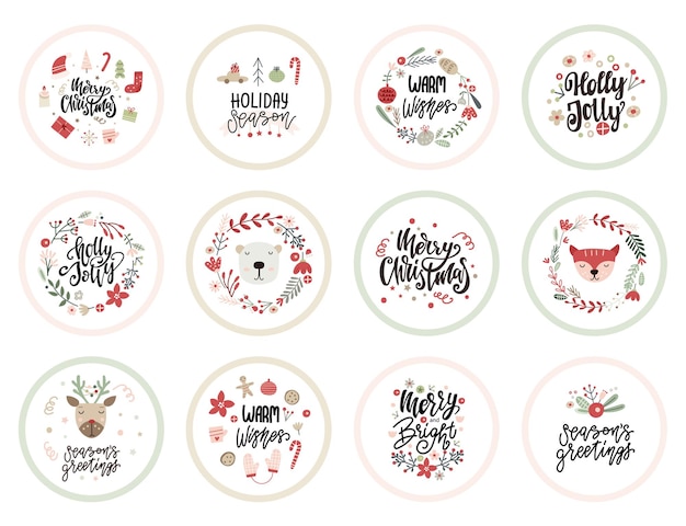 Set van kerst stickers vector illustratie