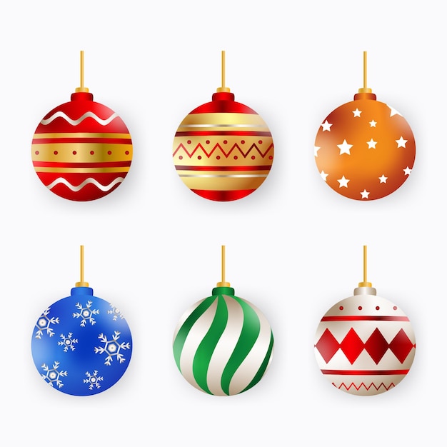 Set van kerstballen achtergrond Art Design Vector
