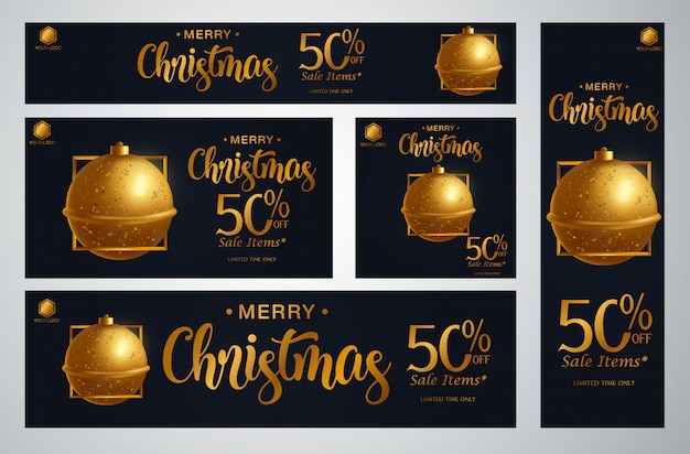 Set van kerstmis banner vectorillustratie