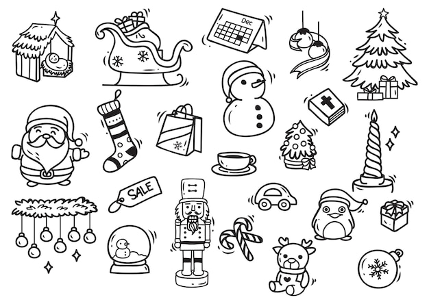 Set van Kerstmis doodle element