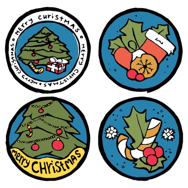 Set van Kerstmis en Nieuwjaar emblemen