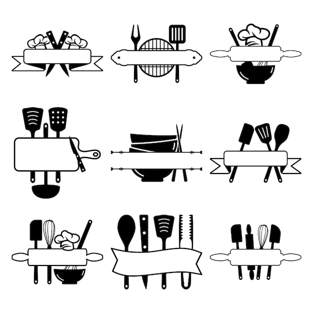 Set van keuken split monogram vector