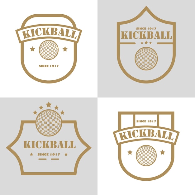 Set van kickball badges ontwerp vector logo moderne geïsoleerde illustratie