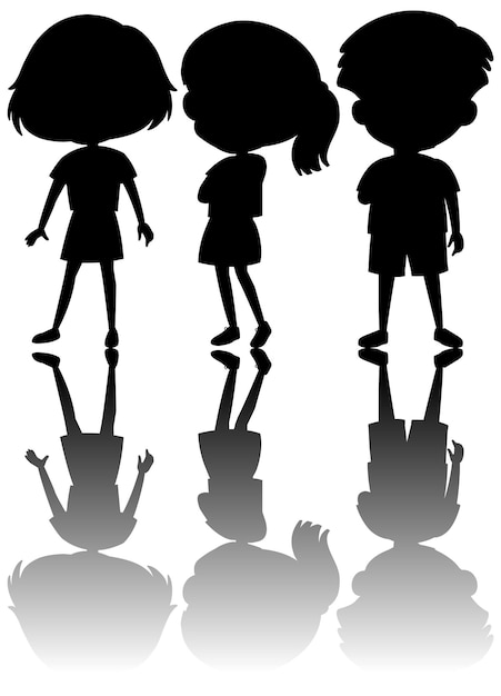 Vector set van kinderen silhouet met reflex