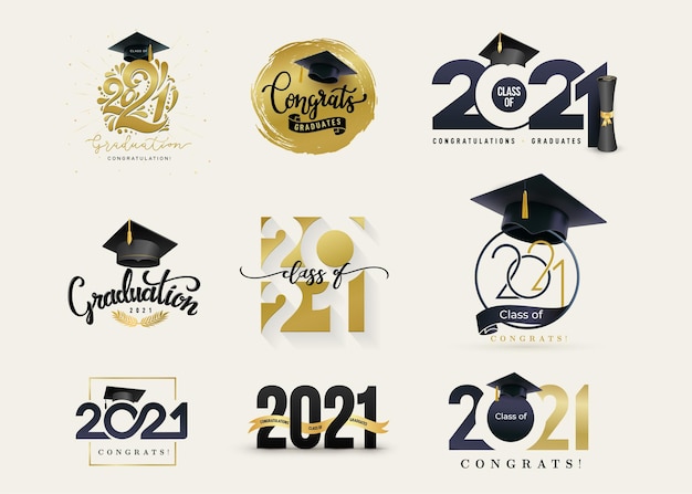 Set van klasse van 2021 badges concept