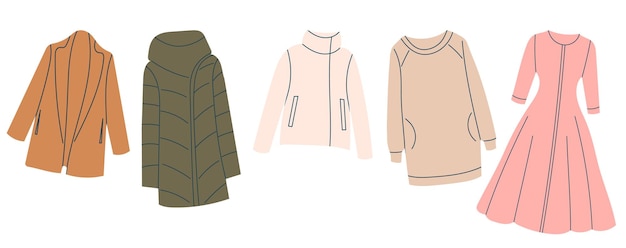 Set van kleding in doodle stijl geïsoleerde vector