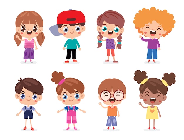 Vector set van kleine cartoon kinderen