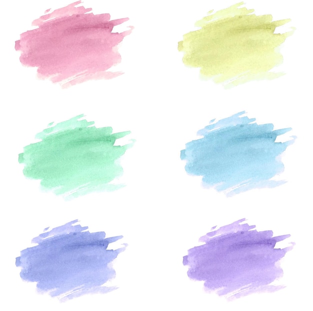 Vector set van kleurrijke aquarel penseelstreken geïsoleerd op een witte achtergrond handgetekende illustratie