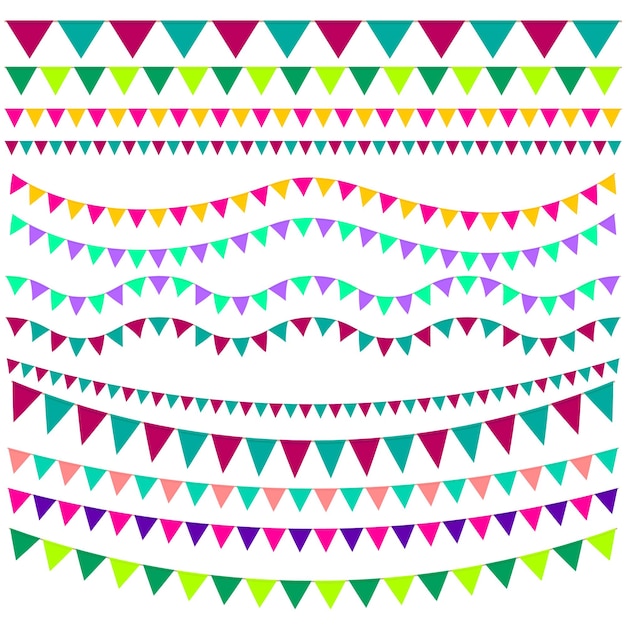 Set van kleurrijke bunting party vlaggen Vector illustratie voor verjaardagsfeestje