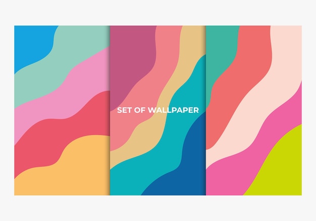 set van kleurrijke golf wallpaper achtergrond sjabloon